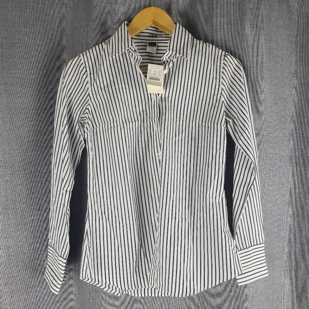 J. Crew Black and White Striped Button Down Shirt